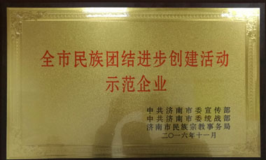 “全市民族團(tuán)結(jié)進(jìn)步創(chuàng)建活動示范企業(yè)”榮譽(yù)稱號